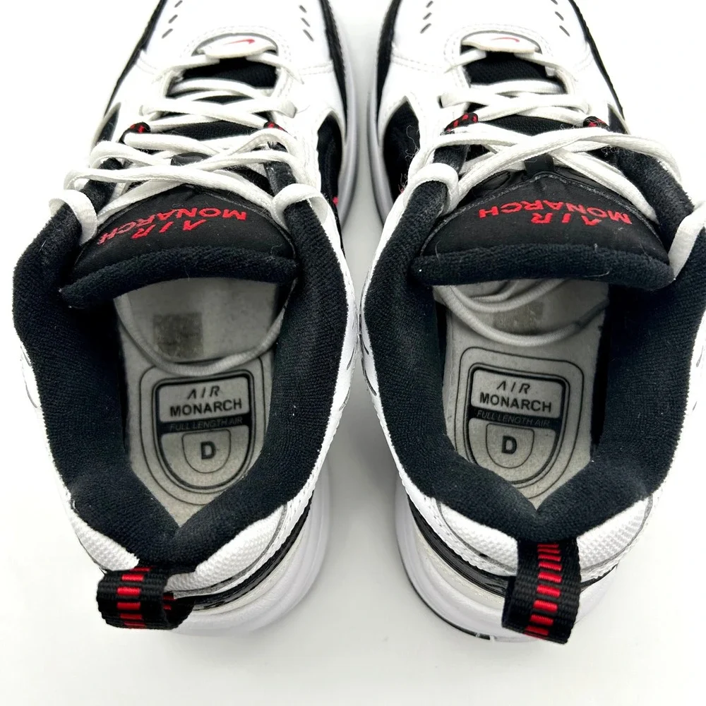 Nike Air Monarch IV Shoes Mens Sz 7 White Black Red Athletic Sneakers 415445-101